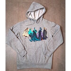 Disney Villains Womens Hoodie XS Gray Graphic Print Sweatshirt Pullover Pockets